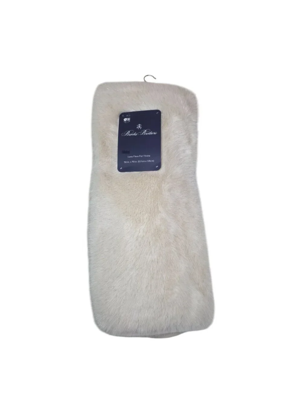 Brooks Brothers Luxe Faux Fur Throw Blanket Beige With Sparkling Strands Cozy